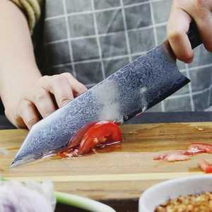 Cuchillo de Chef de Acero de Damasco con Hoja de Punta Caída y Mango de Madera, Cuchillo de Cocina Profesional con Borde Afilado como una Navaja, Herramienta de Corte Duradera, 2 Hojas - Product Image 5