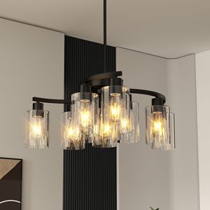 Lampadario a sospensione industriale moderno a 9 luci nero, regolabile in altezza, per isola cucina, stile rustico, per lampadari e luci a sospensione - Product Image 5