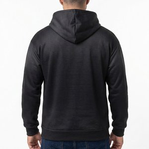 Sweat-shirt à capuche noir pour homme avec logo personnalisé, imprimé toile d'araignée blanche, en coton tricoté, décontracté, pour l'automne, avec poche avant pour logo - Product Image 2