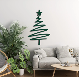 Décoration Murale en Métal Arbre de Noël – Art Abstrait Minimaliste en Fil Métallique – Décoration Suspendue Moderne pour Salon – Décoration de Fêtes - Product Image 1