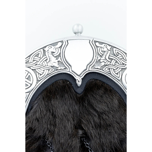 Cantle Heraldico Celta de Cuero con Borlas de Tres Cadenas y Piel Sintética Gris para Kilt Escocés - Product Image 5