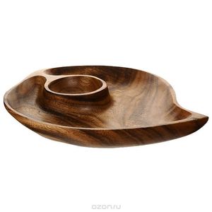 Top Trending Wooden Chip and Dip Serving Tray Elegant Acacia Wood Snack Platter With Separate Bowl for Dips latest - Product Image 5