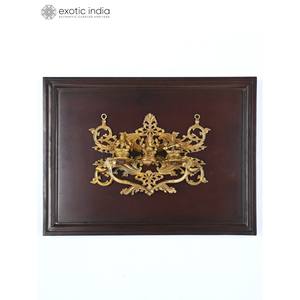 ที่แขวนผนังรูปปั้นเทพเจ้าฮินดูทำจากทองเหลืองกรอบไม้หรูหราขนาด24นิ้วมีงานศิลปะพระพิฆเนศศาสนาฮินดูสำหรับบ้าน - Product Image 3