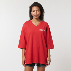 Custom Logo Women's Oversized V- Neck T Shirt Longline Three Quarter Sleeve <b>Dropped</b> Shoulder Breathable Cotton Tee - Product Image 1