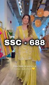 Ensemble Sharara en soie chinon lourde avec broderies et sequins sur le devant et le dos, entièrement cousu, idéal pour les fêtes et occasions spéciales pour femmes - Product Image 2