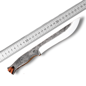 Couteau de chasse à lame fixe personnalisé avec manche en bois et étui en cuir, acier Damas pleine longueur, fournisseur OEM, style artisanal - Product Image 6