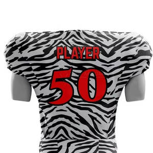 Uniforme de Fútbol Americano Personalizado con Estampado de Cebra, Transpirable, de Poliéster, Jersey y Pantalones con Impresión por Transferencia de Calor, Venta al Por Mayor OEM - Product Image 5