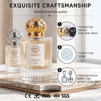 Flacon de parfum vide rond personnalisé 30ml 50ml 100ml, flacon de parfum en verre transparent côtelé de luxe avec bouchon en plastique doré