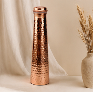 <b>Copper</b> Water Bottle Hammered Finish <b>Screw</b>-On Lid Reusable Metal Travel Bottle Vintage Style for Adults Hiking Camping - Product Image 1
