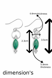 Boucles d'oreilles en argent pur et malachite pour femmes, bijoux en pierre naturelle verte, design artisanal élégant, boucles d'oreilles tendance pour femmes - Product Image 4