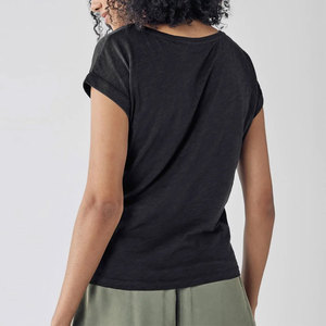 Camiseta de Verano 2025 para Mujer, 100% Algodón Grueso y Transpirable, Cuello Redondo, Manga Corta, Personalizable, Secado Rápido, Protección UV - Product Image 4