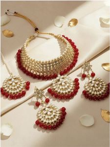 Indian Classic Choker <b>Jewelry</b> <b>Set</b> Traditional Crystal Kundan Faux Pearl <b>Bridal</b> Necklace Earrings <b>Set</b> for Women High Wedding - Product Image 4