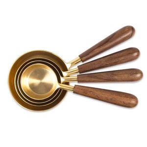 Juego de Tazas Medidoras de Cobre Puro con Mango de Madera para Repostería Profesional, Proveedor Mayorista - Product Image 2