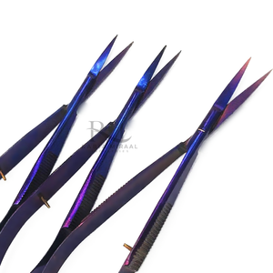 Ciseaux à ressort violets de bonne qualité pour manucure et coupe des sourcils, personnalisables avec marque privée et emballage sur mesure - Product Image 2