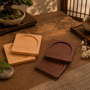 Juego de 4 Posavasos de Madera, Posavasos Cuadrados para Bebidas, Posavasos de Madera Maciza para Proteger la Mesa de Centro - Product Image 6