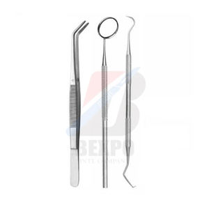 Instrumentos de Examen Dental de Acero Inoxidable de Alta Calidad, Kit Dental Básico de 3 Piezas, Kit de Higiene, Espejo, Explorador, Pinzas - Product Image 1
