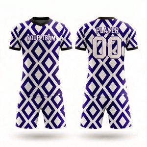 Ensemble de maillots de football personnalisés haut de gamme bleu et blanc pour hommes et équipes de jeunes, tenue domicile et extérieur avec logo personnalisé - Product Image 2