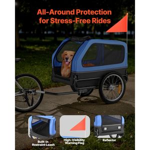 Remorque de vélo pliable pour chien, transporteur de vélo pour animaux de compagnie de petite et grande taille jusqu'à 88 lb, cadre à dégagement rapide - Product Image 5