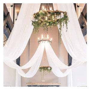 Élégant long blanc voilage plafond rideaux nouveau 10X50 mousseline de soie gaze Organza auvent pour mariage décoration drapé toile de fond - Product Image 5