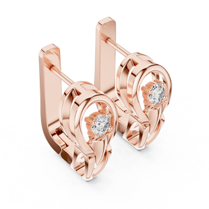 Pendientes de Oro Rosa de 14K con Diamante Cultivado en Laboratorio, Corte Brillante Redondo, Solitario, 0.18ct, Lujosos y Contemporáneos para Mujer - Product Image 3