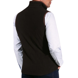 <b>Mens</b> Brown <b>Fleece</b> <b>Gilet</b> With Full Zip Front High Collar Soft Warm Sleeveless Vest With Contrast Trim Pockets For Outdoor Casual - Product Image 2
