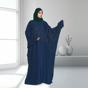 Abaya Islámica Modesta de Tela Nida con Adornos de Cristal Lineales, Silueta Fluida y Relajada, Largo hasta el Suelo, Elegante para Ramadán y Salidas Nocturnas - Product Image 2