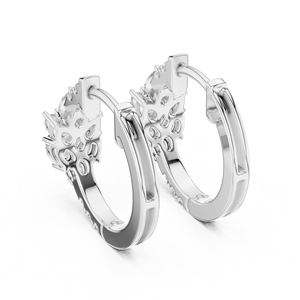 UNIQUE LAB GROWN DIAMOND RHODIUM PLATED HOOP EARRINGS SET 18KT WHITE GOLD IGI CERTIFIED LUXURY PEAR CUT SIDE STONE Women's - Product Image 4