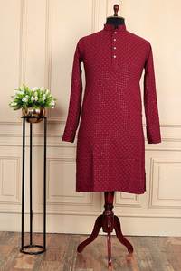 Lucknowi Style Eid & Ramdan Month Special Hand Crafted RAYON Silk Kurta & Payjama Set para novio o niños Special - Product Image 3