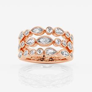 Anillo de Eternidad con Diamantes, Corte Marquesa, Engaste en Bisel, Joyería Fina de Lujo para Mujer, Anillo de Compromiso - Product Image 4
