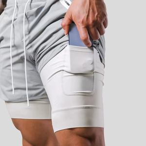 Men's Sportswear Shorts with Stylish Design Relaxed Fit Double <b>Layer</b> Running Shorts Performance Gym Shorts with Stretch Fabric - Product Image 5