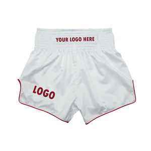 Pantalones Cortos de Muay Thai Personalizados al por Mayor, Diseño Minimalista Blanco Premium, Transpirables, Ligeros, Ajuste Atlético, para Boxeo y Artes Marciales - Product Image 1