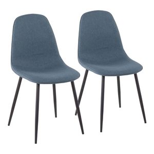 Set di 2 sedie da pranzo contemporanee Pebble in acciaio nero e tessuto blu - Product Image 1