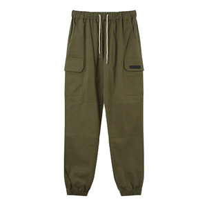 Pantalon cargo décontracté pour homme avec cordon de serrage, coupe ample, devant plat, fermeture éclair, service OEM disponible pour le printemps - Product Image 1