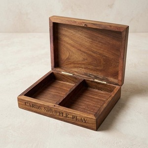 Boîte de rangement en bois pour cartes de jeu d'intérieur, étui personnalisé en bois pour cartes de poker - Product Image 5