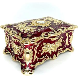 Cofanetto Portagioie in Metallo Stile Pastorale Rosa, Vassoio Vintage per Gioielli e Gemme, Contenitore per Tesori e Souvenir, Scatola Regalo per Ragazze - Product Image 2