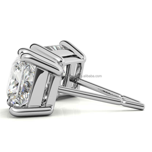 Pendiente de piedra única de 2 CT con corte de princesa en plata 925, pendiente de hip hop, joyería de diamantes de moissanita VVS para regalo de Navidad - Product Image 4