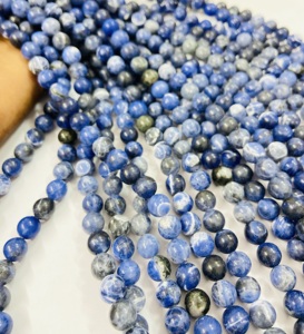 Cuentas Redondas de Sodalita de Rare Gems Factory, 15.5 Pulgadas, Certificadas por Terceros de Rajasthan, para la Fabricación de Joyas - Product Image 3