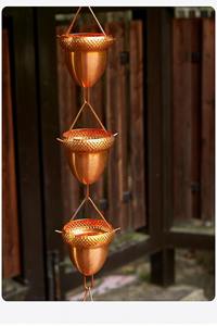 Chaînes de pluie décoratives en cuivre en forme de seau, en métal, pour le jardin, pour l'irrigation des plantes et la récupération des eaux de pluie - Product Image 6