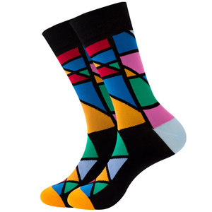 Chaussettes décontractées unisexes pour hommes, en coton respirant, colorées, avec imprimé graphique abstrait fantaisie, chaussettes de printemps - Product Image 3