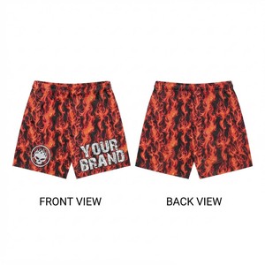 <b>Mens</b> <b>Mesh</b> <b>Shorts</b> 140 GSM Polyester Sportswear Flame Print Custom Logo Breathable Quick Dry Athletic Training Basketball <b>Shorts</b> - Product Image 1