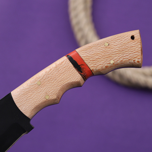 Cuchillo de caza y camping forjado a mano con hoja fija de acero raspado, punta caída, mango de hueso de grado industrial, personalizado OEM - Product Image 2
