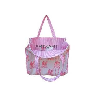 Sacs fourre-tout en coton écologiques réutilisables personnalisés avec logo pour femme, à ouverture facile, pour le voyage et le shopping en extérieur, vente en gros - Product Image 5