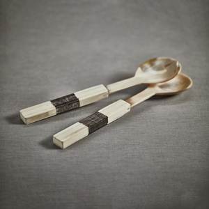 Juego de 2 Servidores de Ensalada Hechos a Mano con Cuerno de Búfalo, Cucharas y Tenedores de Material Natural, Ecológicos, Aptos para Lavavajillas, Utensilios de Cocina - Product Image 2