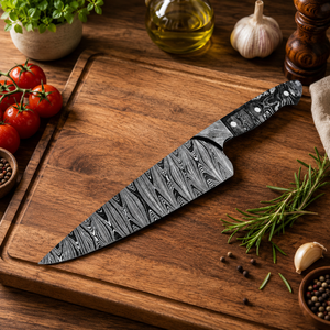 Handmade Damascus Steel Chef <b>Knife</b> Resin Handle Leather Sheath - Product Image 4