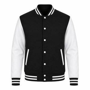 Chaqueta Casual Estilo Universitario con Rayas y Ribetes Acanalados, Chaqueta Bomber con Botones para Hombre, Sin Marca, para Uniformes Escolares o Ropa Urbana - Product Image 1
