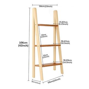 Wooden Ladder <b>Shelf</b> Floor Standing <b>Adjustable</b> Four-Tier Storage Rack Display Holder for Home Studio Living Room - Product Image 3