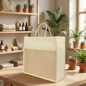 Bolsa de Yute Ecológica de Alta Demanda, 14x12x5, Bolsa de Compras Tejida Natural con Asas Resistentes para Compras Diarias - Product Image 4