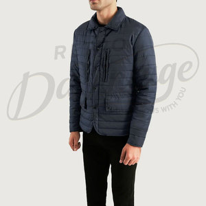 Custom Men <b>Navy</b> Blue Winter <b>Jacket</b> Lightweight <b>Padded</b> Outerwear Multi Pocket Casual Warm Zip Up Puffer <b>Jacket</b> For Men - Product Image 5
