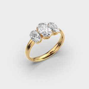 Anillo de Tres Piedras con Diamante Ovalado de Laboratorio IGI, Grado D-E-F VVS-VS, Oro Blanco, Oro Rosa, Plata, Suministro Profesional de Joyería al por Mayor - Product Image 5