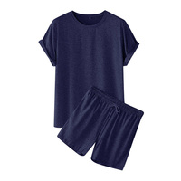 Toptan Yazlık Yeni Erkek Günlük Şort Takımları Kısa Kollu Tişört Şort Düz Renk Eşofman Takımı Erkek Marka Giyim